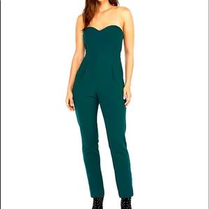 NWT Express Dark Green Strapless Sweetheart Jumpsuit
